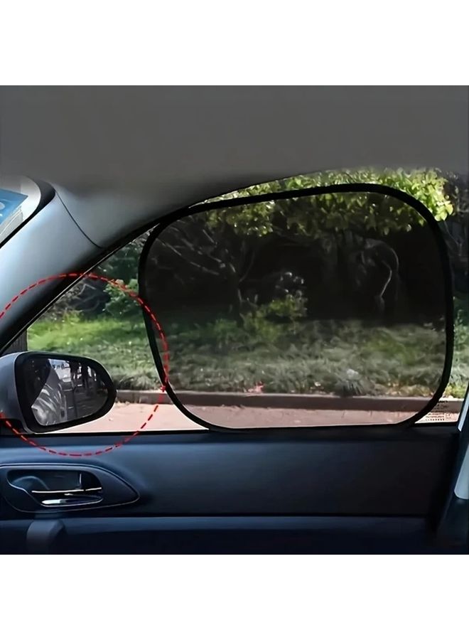 Black 2pcs Universal Car Side Window Sun Shades with Suction Cups UV Protection Foldable - Image 3