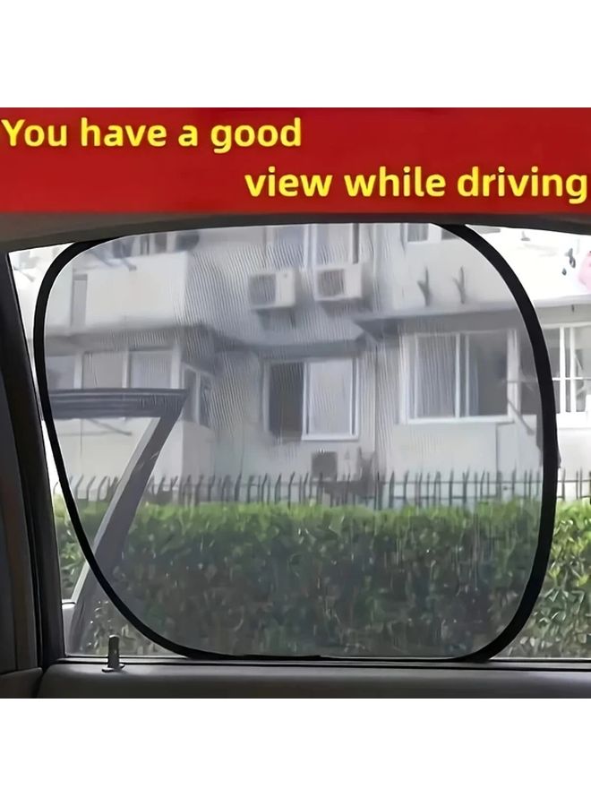 Black 2pcs Universal Car Side Window Sun Shades with Suction Cups UV Protection Foldable - Image 4