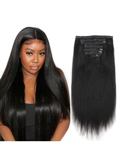 ABH AMAZINGBEAUTY HAIR ABH AMAZINGBEAUTY HAIR Real Remy Thick Yaki Straight Clip Ins Black Hair Extensions for African American Relaxed Hair 7 Pieces 120 Gram Per Set 20 Inch 