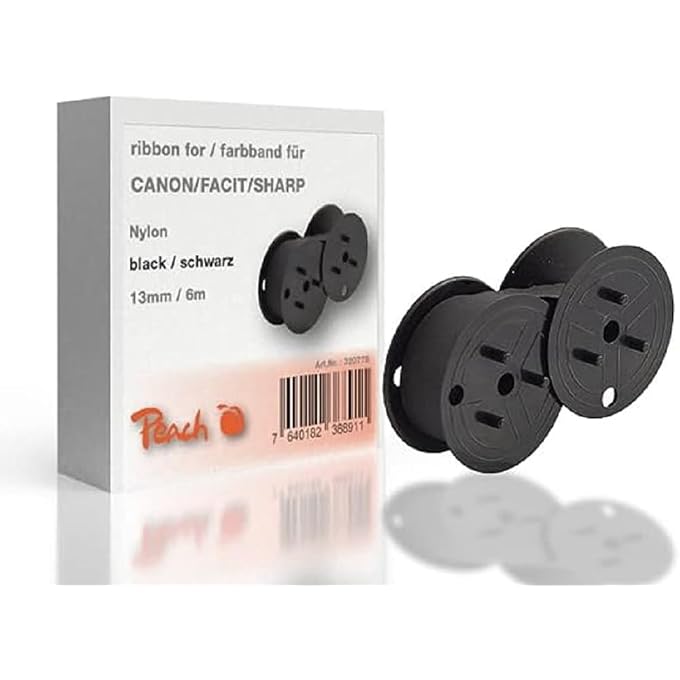 Peach Ink Ribbon Replaces Canon/Facit/Sharp Black Nylon 13 mm / 6 m Ribbon Gr51