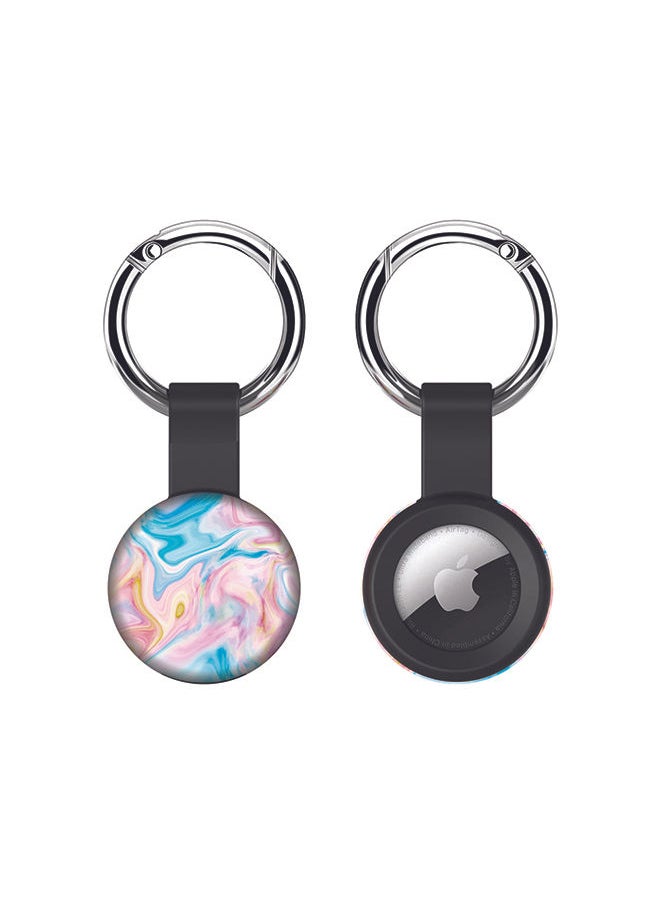 Stylizedd Airtag Case Metal Key Ring with Tough Case for Apple Airtag cover - Marble Print Aqua  - Image 1