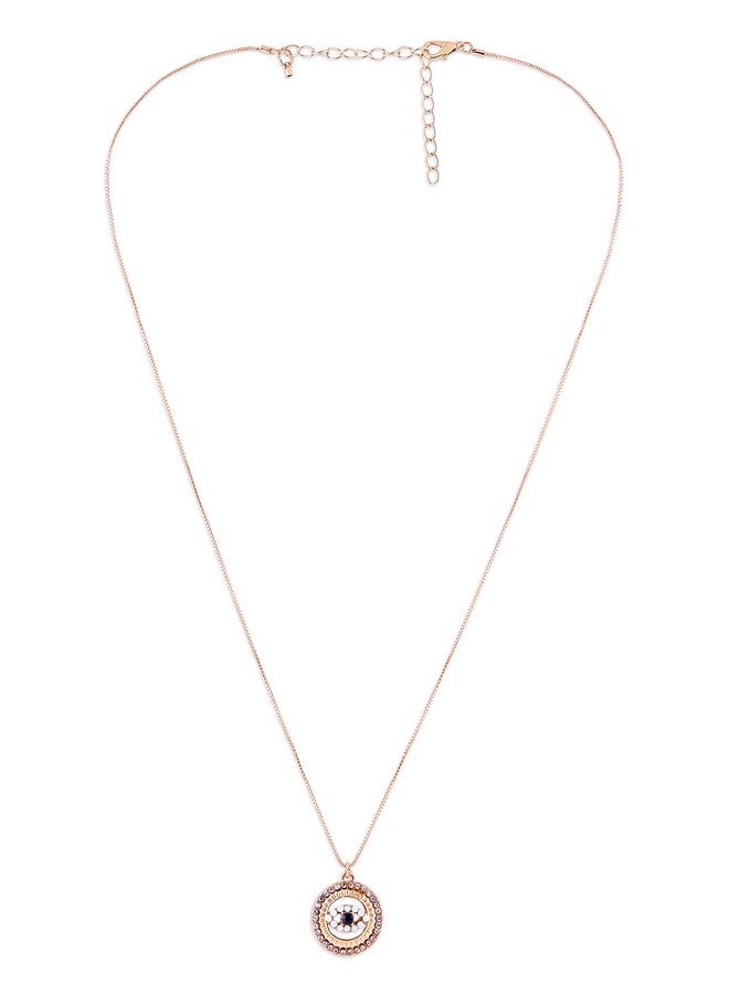Ami Gold Tone Dazzling Austrian Diamonds Embellished Evil Eye Contemporary Pendant and Chain For Women-ZPFK20411 - Image 1