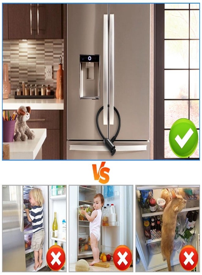Elinksmart Cable Lock Refrigerator Lock eLinkSmart French Door Fridge Lock - Waterproof 40cm 15.7 inch Fingerprint Bluetooth App Keyless Cable Lock for Cabinets Freezer Baby Safe - Image 2