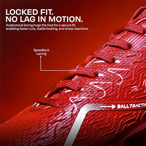 Nivia Nitro Football Stud for Men, TPU 3D Embossing Upper, High-Shear Strength TPU Sole, Ideal for Hard & Grassy Surfaces - Metallic Red (UK05) - Image 5