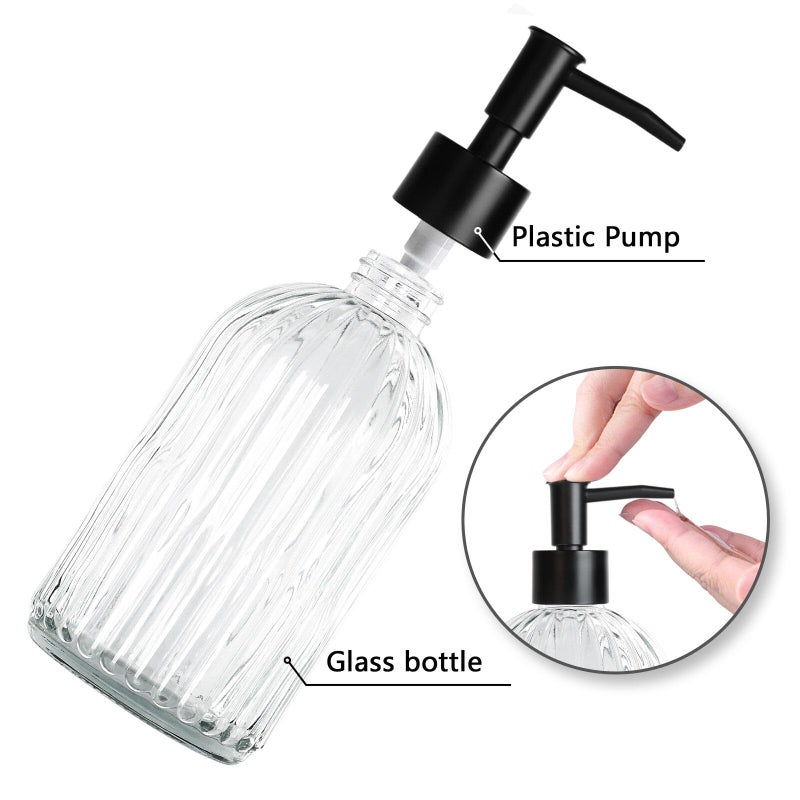 Topsky Glass Soap Dispenser With Plastic Pump  400Ml Liquid Hand Soap Dispenser  Rustproof Pump For Kitchen & Bathroom  Great For Lotions  Essential Oil  Liquid Soaps Transparent - Image 3