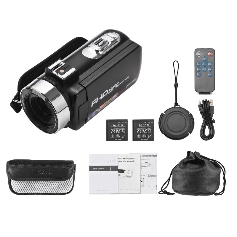 1080P Digital Video Camera FHD Camcorder DV Recorder 30MP 18X Digital Zoom 3.0 Inch Screen Supports Auto Focus Face Detection Anti-shake with 2pcs Batteries + Remote Control for YouTube Vlogging - Image 2