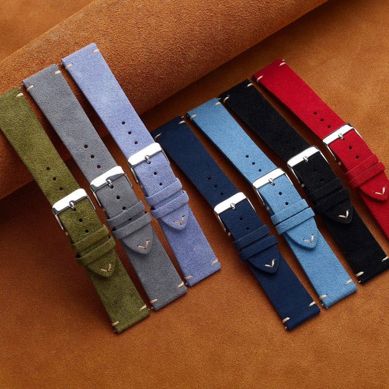 Bluejw Lionorm Suede Leather Smart Bracelet Replacement Strap for 14mm 16mm 18mm 20mm 22mm Watches – Quick Release Leather Watch Band to Replace the Watch Strap - Image 2