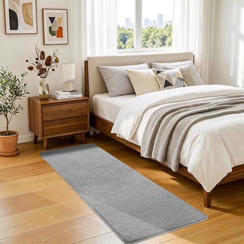 B BENRON Soft Runner Rugs for Bedroom 2x6 Non Slip Runners for Hallway Kitchen Laundry Dorm Washable Minimalist Low Pile Long Rugs for Boys Men Girls Kids Grey - Image 3