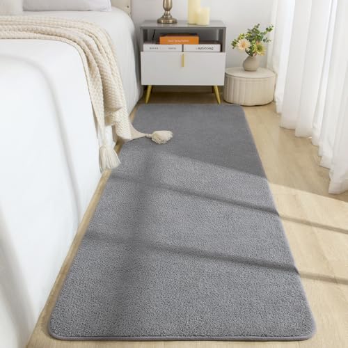 B BENRON Soft Runner Rugs for Bedroom 2x6 Non Slip Runners for Hallway Kitchen Laundry Dorm Washable Minimalist Low Pile Long Rugs for Boys Men Girls Kids Grey - Image 1