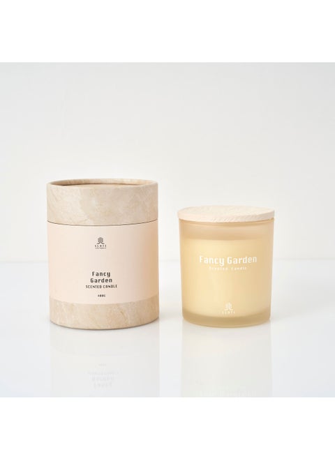 Candle jar 400g fancy garden fragrance in beige