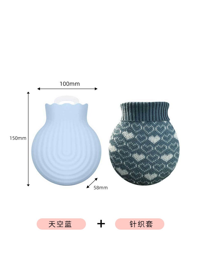 Generic - Silicone Hot Water Bag Water Heater Hand Warmer Microwave Oven Heating Safe Explosion Proof New Chinese Style Cold Hot Dual Use Ripple Sky Blue Trumpet - Image 1
