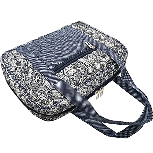 DIWI Quilted Bible Covers Extra Large Sizes 11.25 X 8.25 X 2.75 Inches Bible Tote Book Case (XL, C2 Navy Canopy) - Image 3