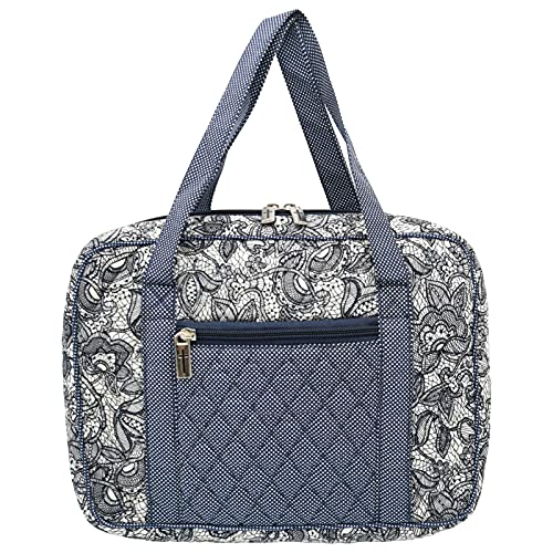DIWI Quilted Bible Covers Extra Large Sizes 11.25 X 8.25 X 2.75 Inches Bible Tote Book Case (XL, C2 Navy Canopy) - Image 1