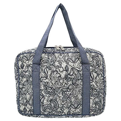 DIWI Quilted Bible Covers Extra Large Sizes 11.25 X 8.25 X 2.75 Inches Bible Tote Book Case (XL, C2 Navy Canopy) - Image 2
