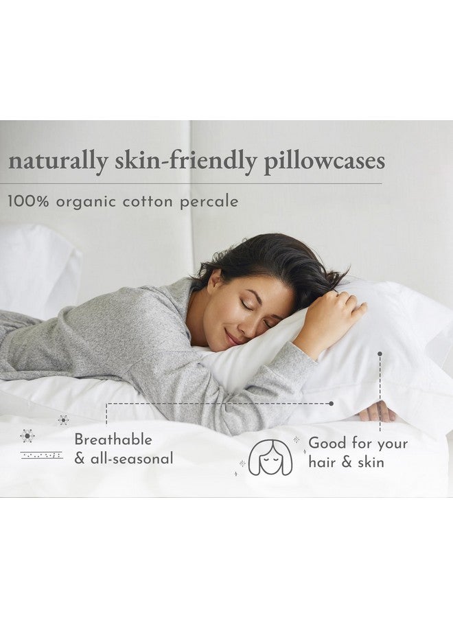 California Design Den California Design Den 100% Organic Cotton Standard/Queen Pillow Cases 2, Soft Percale Weave Cotton Cooling Pillowcases (Creamy Ivory) - Image 3