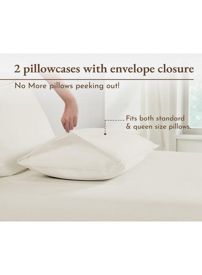 California Design Den California Design Den 100% Organic Cotton Standard/Queen Pillow Cases 2, Soft Percale Weave Cotton Cooling Pillowcases (Creamy Ivory) - Image 5