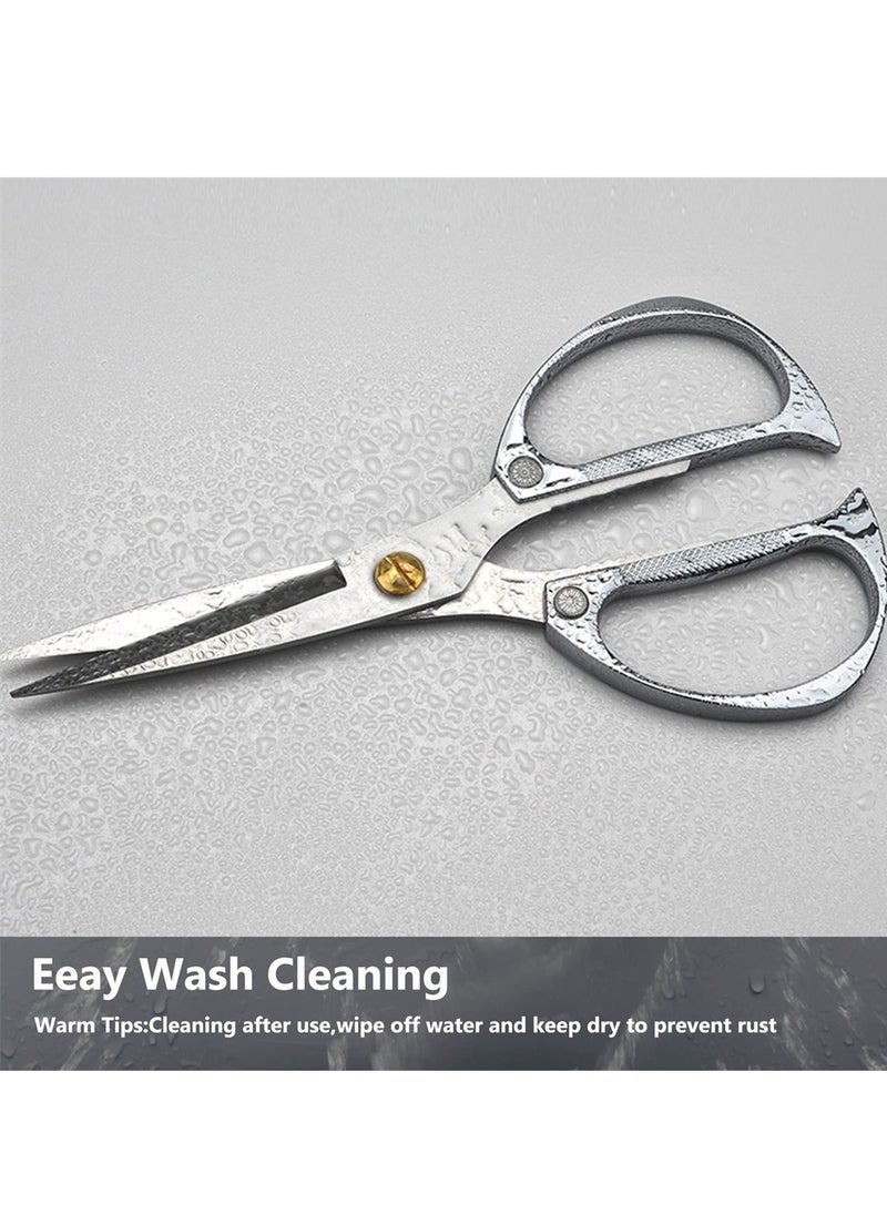 KASTWAVE - Kitchen Scissors, Heavy Duty Stainless Steel Kitchen Shears, Multi-Purpose Kitchen Shears, Non Slip Sharp Cooking Scissors for Kitchen, Chicken, Poultry, Fish, Meat, Herbs (Silver) - Image 1