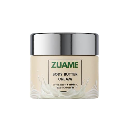 ZUAME Deep Moisturizing Body Butter Cream Lotus Rose Saffron Intense Hydration Skin Renewal for Soft Glowing Skin 35g