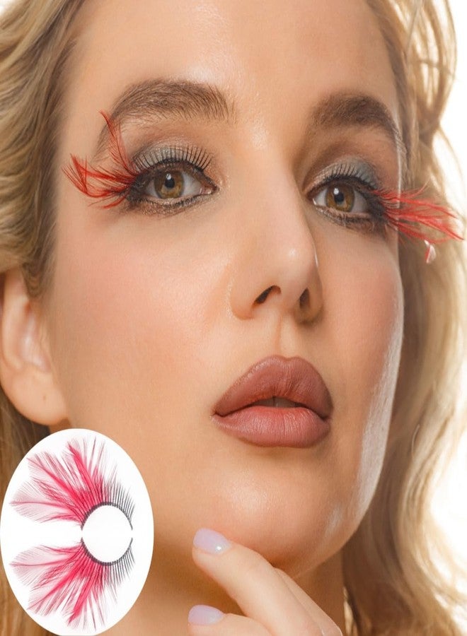 Dorisue Red Eyelashes Accent Feather Lashes - Natural-to-Bold Red Gradient Eyelashes for Retro & Vampire Cosplay - Image 2