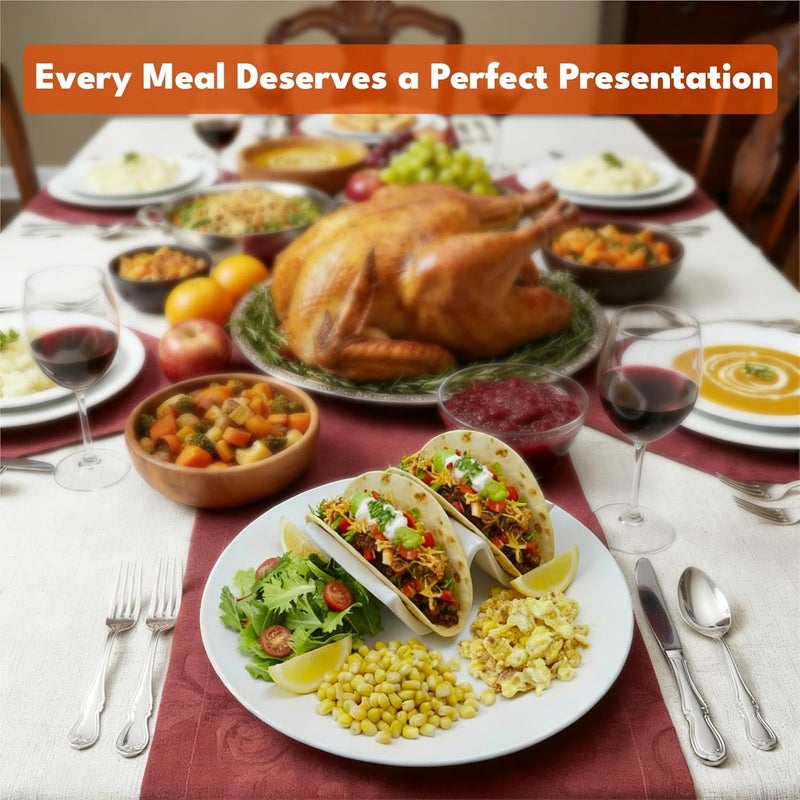 woobud HolaTasty Taco Holder Ceramic, Dual Taco Stand for Plates - Large Taco Rack 2-Slot for Standard Soft Tacos, Party Taco Server Regular Taco Holder, Taco Heater for Microwave Oven - Set of 2, White - Image 2