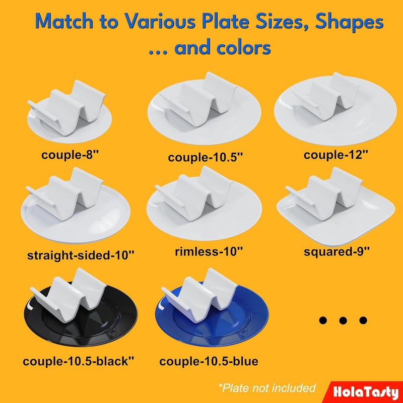 woobud HolaTasty Taco Holder Ceramic, Dual Taco Stand for Plates - Large Taco Rack 2-Slot for Standard Soft Tacos, Party Taco Server Regular Taco Holder, Taco Heater for Microwave Oven - Set of 2, White - Image 4