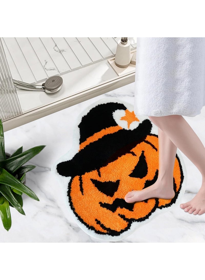 هالوين سجادة باب الهالوين، سجادة أرضية لطيفة ومرحة للهالوين مقاس 50×80، سجادة باب ترحيبية غير قابلة للانزلاق وقابلة للغسل، سجاد عيد الشكر في الهالوين الخريفي للمدخل الداخلي والخارجي والحمام وغرفة المعيشة وديكور المنزل - Image 1