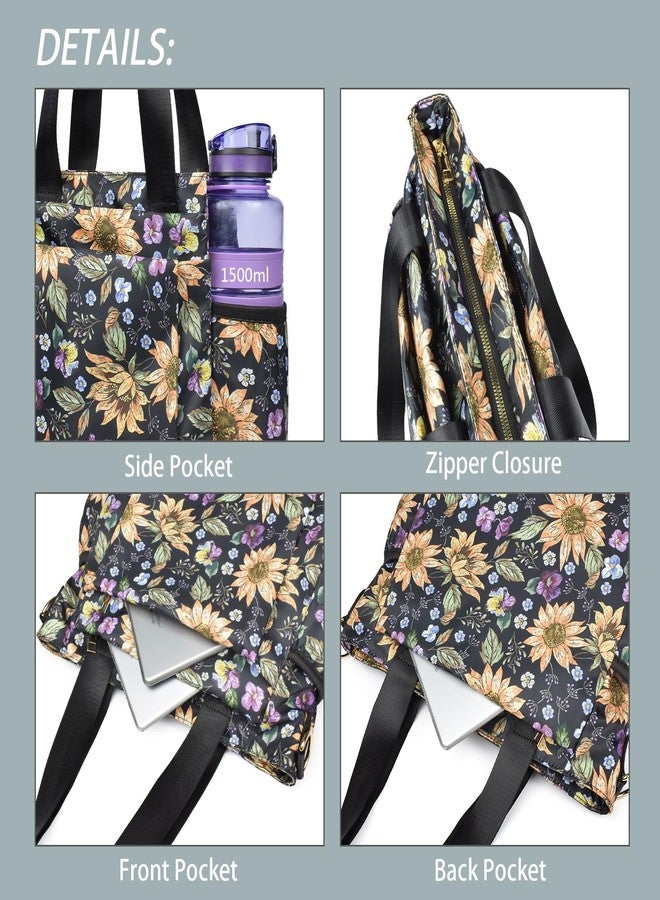 CLOUDMUSIC Crossbody Bags Shoulder Tote Handbag Lightweight With Adjustable Strap Water Resistant Multi Pockets For Women Trendy(Vintage Sunflowers) - Image 3
