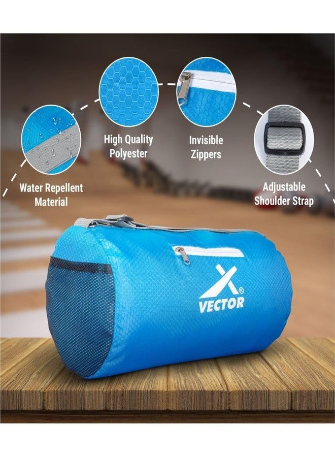 Vector X All in One Multipurpose Gym Bag Kit-Attacker 17 L Gym Sports Duffel Bag + Wrist Strap for Gym & Fitness Wrist Support + Nitro 700 ml Protein Shaker Bottle for Men & Women (Blue) - Image 2