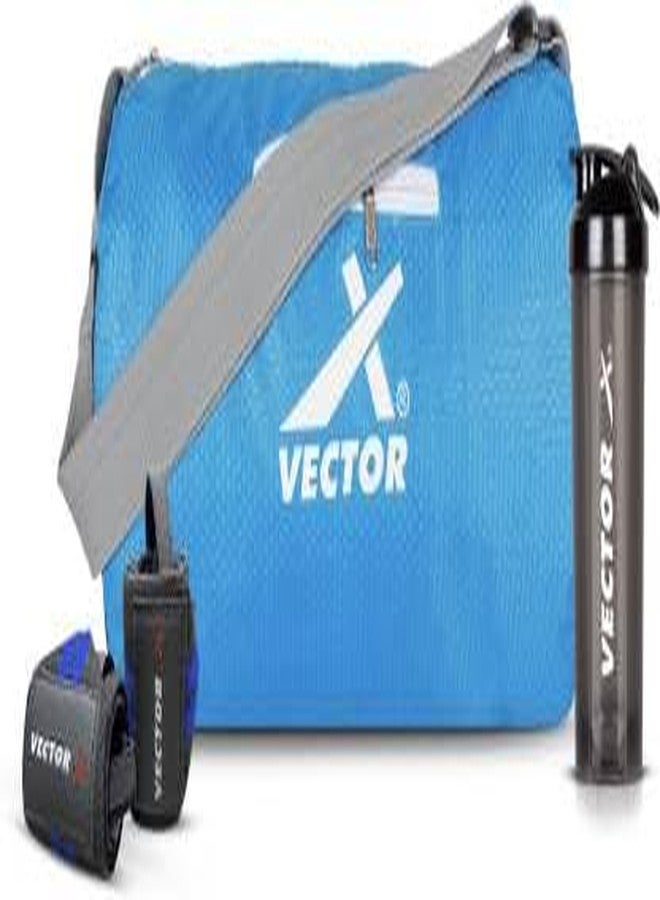 Vector X All in One Multipurpose Gym Bag Kit-Attacker 17 L Gym Sports Duffel Bag + Wrist Strap for Gym & Fitness Wrist Support + Nitro 700 ml Protein Shaker Bottle for Men & Women (Blue) - Image 1