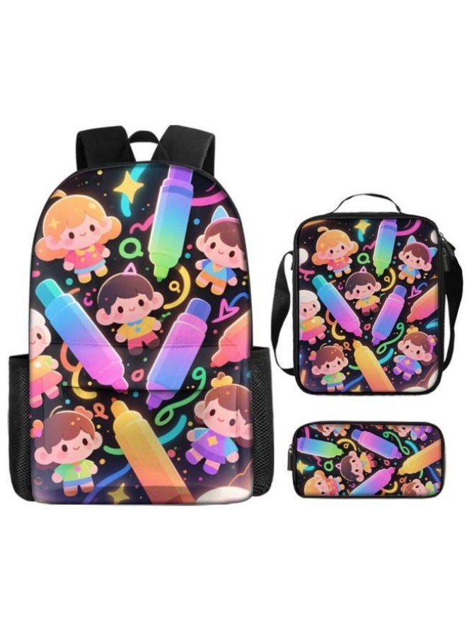 Bright Li Fire Fashion is unlimited! Cartoon bag three-piece set, suitable for a variety of scenes for students and teenagers (available for students, children, friends on outings, mountain climbing, school, etc.) - 91 - Image 2