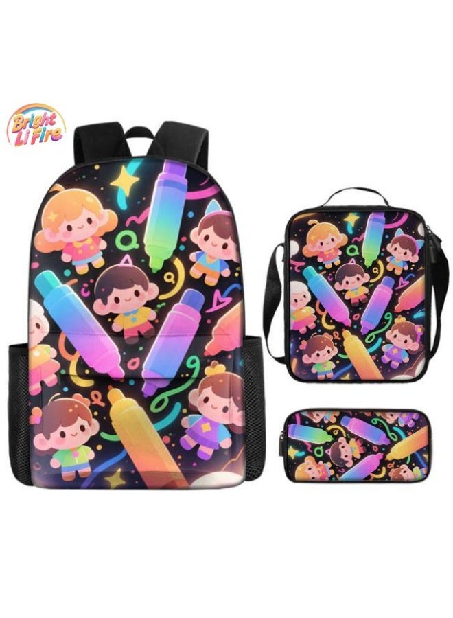 Bright Li Fire Fashion is unlimited! Cartoon bag three-piece set, suitable for a variety of scenes for students and teenagers (available for students, children, friends on outings, mountain climbing, school, etc.) - 91 - Image 1