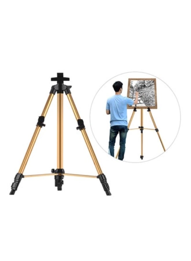 Adjustable Aluminium Tripod Stand Gold/Black Portable Foldable Tripod Easel - Image 2
