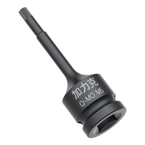 FOCMKEAS 1/2-Inch Drive x M5(5mm） Impact XZN Triple Square Spline Bit Socket, Metric Lengthen Screwdriver Socket Adapter, 3-Inch Length, CR-MO Steel, One-Piece Construction, Black - Image 1