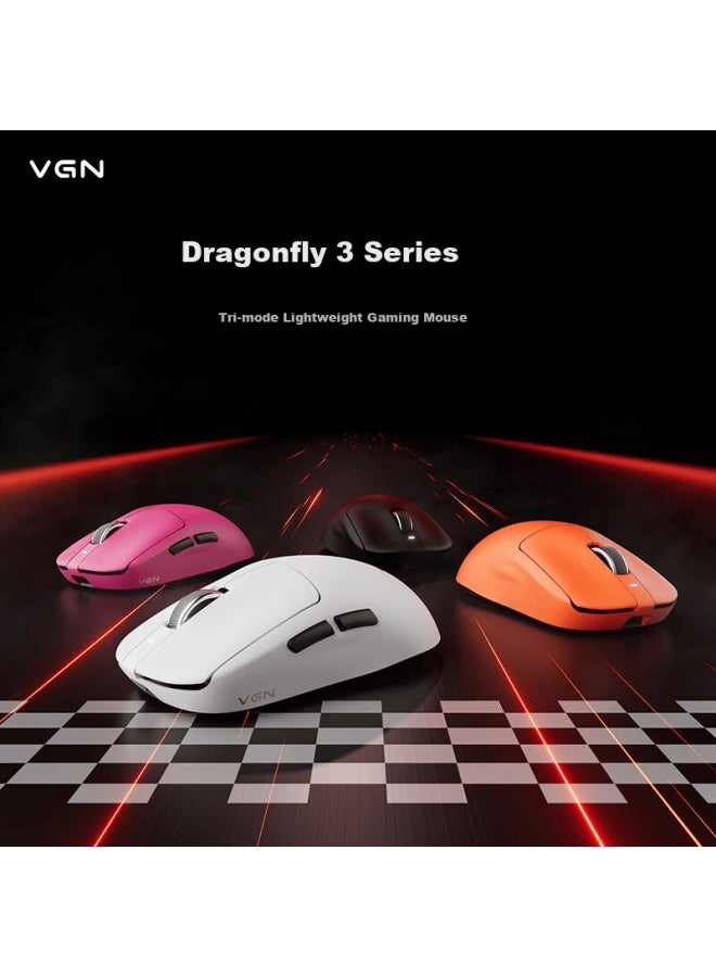 Vgn Dragonfly 3 Lightweight Wireless Mouse Gaming Office Long Battery Life Versatile Medium-large Hand Size Original Paw3311 Tri-mode Connection Dragonfly 3 Se Rose Red - Image 1