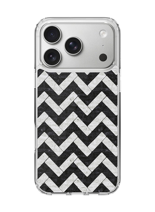 Stylizedd Classic Clear MagSafe Case for iPhone 17 Pro , Hybrid Soft Case Flexible Edges Anti Drop TPU PC Gel Thin Transparent Cover [ Designed for iPhone 17 Pro ] - Chevron Tiles Full Print