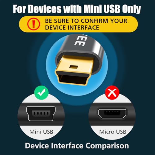 AGVEE 2 Pack 3.3ft USB-C to Mini USB Cable, Gold Plated End Tips, Braided Durable Mini-B 5-Pin to Type-C Data Charging Charger OTG Cord for Hero 3+, Canon Nikon Camera, GPS, Blue Yeti, Dark Gray - Image 2