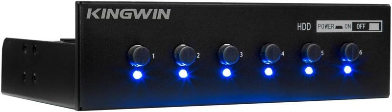 KingWin Hard Drive Power Switch Module for 2.5 inch/3.5 inch SATA HDD/SSD. Optimized for SSD, Power On or Off HDDs as Wish, Controls up to Six HDDs, and Provide Longevity to Your Hard Drives - Image 1