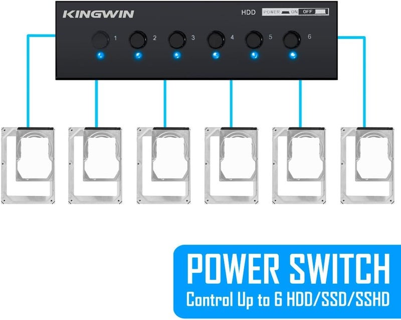 KingWin Hard Drive Power Switch Module for 2.5 inch/3.5 inch SATA HDD/SSD. Optimized for SSD, Power On or Off HDDs as Wish, Controls up to Six HDDs, and Provide Longevity to Your Hard Drives - Image 5