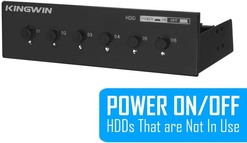 KingWin Hard Drive Power Switch Module for 2.5 inch/3.5 inch SATA HDD/SSD. Optimized for SSD, Power On or Off HDDs as Wish, Controls up to Six HDDs, and Provide Longevity to Your Hard Drives - Image 2