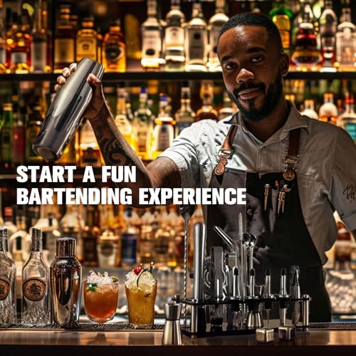 KINGROW Cocktail Shaker Set, 23-Piece Boston Stainless Steel Bartender Kit with Acrylic Stand & Cocktail Recipes Booklet, Professional Bar Tools for Drink Mixing, Home, Bar, Party (Include 4 Whiskey Stones) - Image 5
