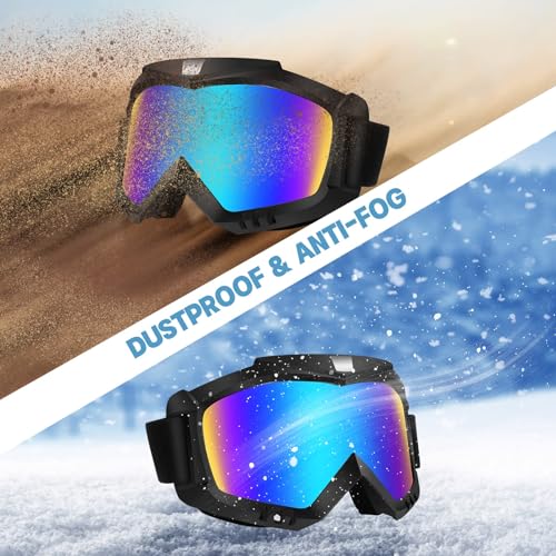 Lievermo Dirt Bike Goggles, Motorcycle Goggles, 2 Pack ATV Goggles, Riding Goggles, Ski Goggles, Windproof Glasses, Racing Helmet Goggles for Adults Men Women Youth Kids (Black + White) - Image 4