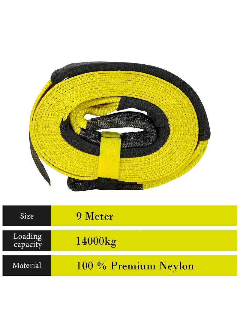 Agc AGC Heavy Duty Tow Strap 9M 14 Ton 14000kg Capacity Premium Nylon Recovery Strap with Reinforced Loop Ends Ideal for SUV, Pickup, Truck, Car, Off-Road Vehicle Recovery, Mud, Snow, Desert, and Jungle, TR002  - Image 2