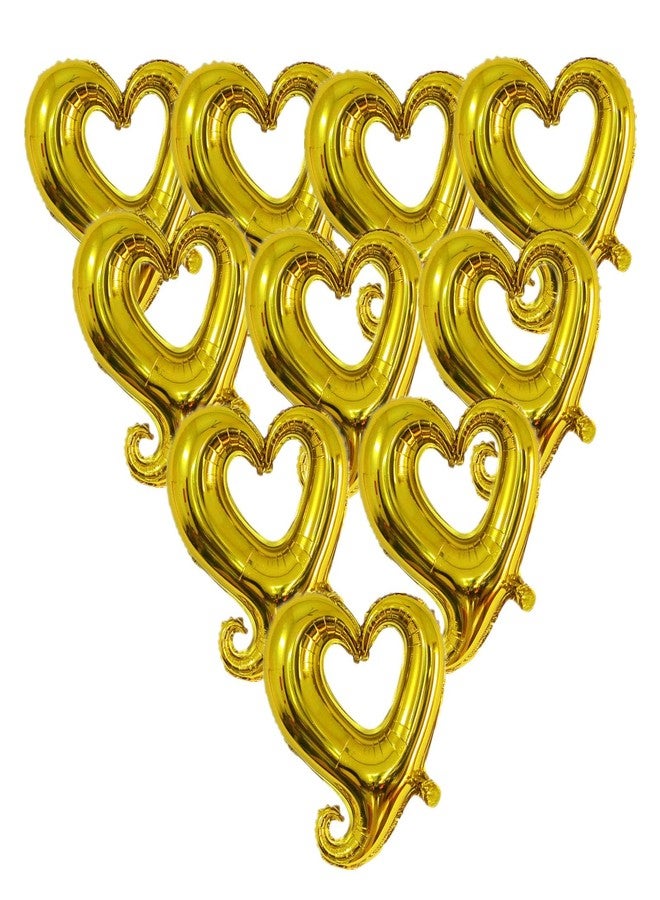 سوتشات بالونات سوتشات الذهبية على شكل قلب، بالونات مايلر فويل على شكل قلب للحب لتزيين حفلات الزفاف في عيد الحب، 10 قطع - Image 1