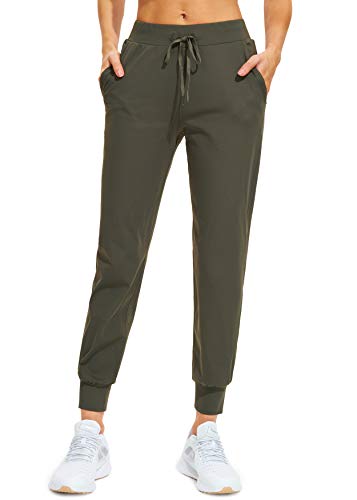 Libin Women's Joggers Pants Athletic Sweatpants with Pockets Running Tapered Casual Pants for Workout,Lounge, Olive Green L - Image 1