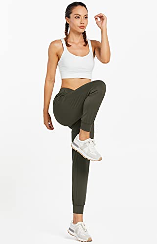 Libin Women's Joggers Pants Athletic Sweatpants with Pockets Running Tapered Casual Pants for Workout,Lounge, Olive Green L - Image 4