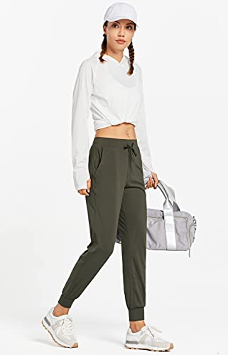 Libin Women's Joggers Pants Athletic Sweatpants with Pockets Running Tapered Casual Pants for Workout,Lounge, Olive Green L - Image 5
