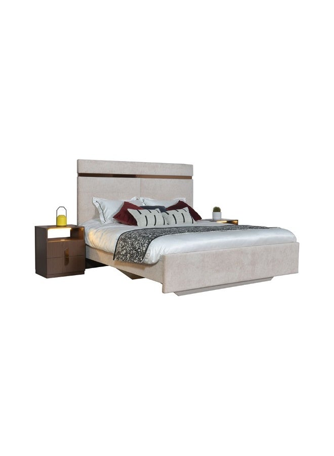 DANUBE HOME سرير رونين 180x200 كينغ - إطار سرير مبطن أنيق باللون البيج/البرونزي - خشب هندسي متين - ضمان لمدة 2 سنة - مثالي لغرف النوم الحديثة - الحجم: L214xW190xH145cm - Image 4
