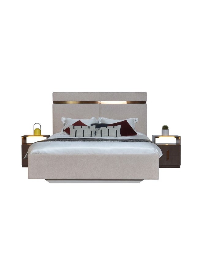 DANUBE HOME سرير رونين 180x200 كينغ - إطار سرير مبطن أنيق باللون البيج/البرونزي - خشب هندسي متين - ضمان لمدة 2 سنة - مثالي لغرف النوم الحديثة - الحجم: L214xW190xH145cm - Image 5