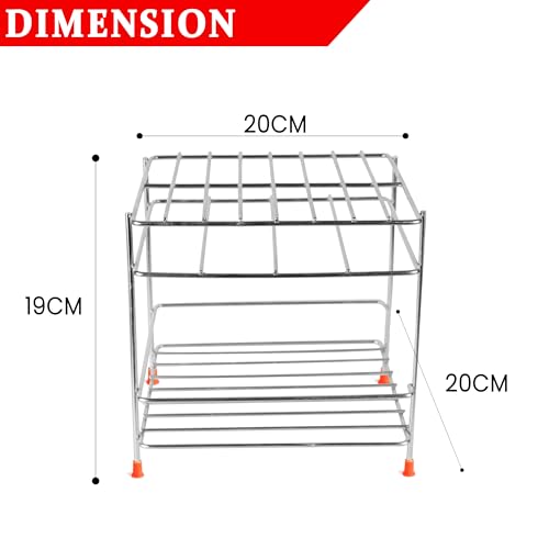 Zepdos Stainless Steel Stand Heavy Duty Matka Stand with Bottom Tray, Jar Holder for Kitchen, Water Jar Holder, Matka Rack, Multipurpose Rack for Kitchen (19 x 20 x 20 CM) (Pack of 1) - Image 5