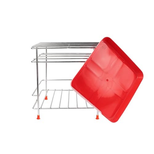 Zepdos Stainless Steel Stand Heavy Duty Matka Stand with Bottom Tray, Jar Holder for Kitchen, Water Jar Holder, Matka Rack, Multipurpose Rack for Kitchen (19 x 20 x 20 CM) (Pack of 1) - Image 1